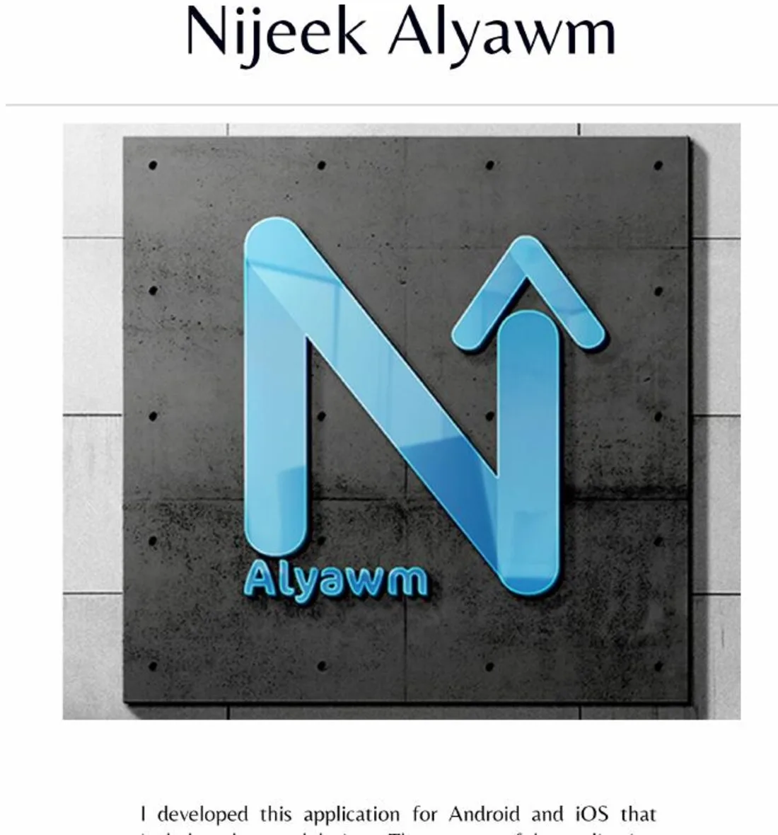 Nijeek Alyawm delivery application portfolio image